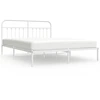 Image de vidaXL Cadre de lit avec tête de lit en métal blanc 180x200 cm