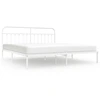 Image de vidaXL Cadre de lit avec tête de lit en métal blanc 193x203 cm