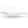 Image de vidaXL Cadre de lit avec tête de lit en métal blanc 200x200 cm