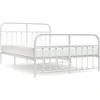 Image de vidaXL Cadre de lit avec tête et pied de lit en métal blanc 140x200 cm