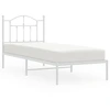 Image de vidaXL Cadre de lit avec tête de lit en métal blanc 90x200 cm