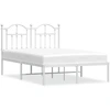 Image de vidaXL Cadre de lit avec tête de lit en métal blanc 120x190 cm