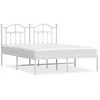 Image de vidaXL Cadre de lit avec tête de lit en métal blanc 135x190 cm