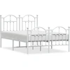 Image de vidaXL Cadre de lit avec tête et pied de lit en métal blanc 120x190 cm