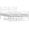 Image de vidaXL Cadre de lit avec tête et pied de lit en métal blanc 135x190 cm