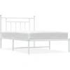 Image de vidaXL Cadre de lit avec tête de lit en métal blanc 107x203 cm
