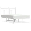 Image de vidaXL Cadre de lit avec tête de lit en métal blanc 135x190 cm