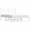 Image de vidaXL Cadre de lit avec tête de lit en métal blanc 140x200 cm