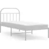 Image de vidaXL Cadre de lit avec tête de lit en métal blanc 90x200 cm