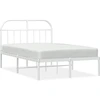 Image de vidaXL Cadre de lit avec tête de lit en métal blanc 135x190 cm