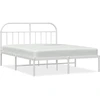 Image de vidaXL Cadre de lit avec tête de lit en métal blanc 140x190 cm