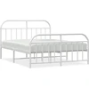 Image de vidaXL Cadre de lit avec tête et pied de lit en métal blanc 135x190 cm