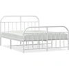Image de vidaXL Cadre de lit avec tête et pied de lit en métal blanc 183x213 cm