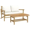 Image de vidaXL Ensemble de salon de jardin 2 pièces avec coussins blancs crème en bambou