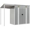 Image de vidaXL Abri de jardin avec toit traînant gris clair 277x110,5x181 cm Acier