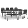 Image de vidaXL Ensemble de jardin 9 pièces anthracite acier