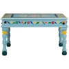 Image de vidaXL Table basse turquoise peinte à la main en bois massif de manguier