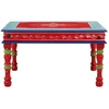 Image de vidaXL Table basse rouge peinte à la main en bois massif de manguier
