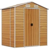 Image de vidaXL Abri de jardin brun clair 191x130x198 cm Acier galvanisé