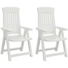 Image de vidaXL Chaises de jardin 2 pcs. Réglable Blanc PP