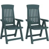 Image de vidaXL Chaises de jardin 2 pcs. Réglable Vert PP