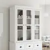 Image de vidaXL Armoire vitrine avec portes vitrées BODO Blanc Pin massif