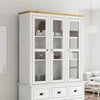 Image de vidaXL Armoire vitrine avec portes vitrées BODO blanc et marron bois de pin