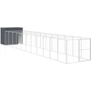 Image de vidaXL Niche pour chiens avec enclos Anthracite 214x1273x181 cm Acier galvanisé