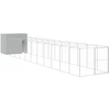 Image de vidaXL Niche pour chiens avec enclos Gris clair 214x1273x181cm Acier galvanisé
