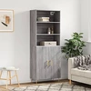 Image de vidaXL Highboard Gris Sonoma 69,5x34x180 cm Matériau dérivé du bois