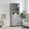 Image de vidaXL Highboard Gris Sonoma 69,5x34x180 cm Matériau dérivé du bois
