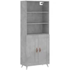 Image de vidaXL Highboard gris béton 69,5x34x180 cm Bois composite