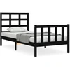 Image de vidaXL Lit en bois massif avec tête de lit noir 2FT6 Small Single