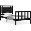 Image de vidaXL Lit en bois massif avec tête de lit noir 2FT6 Small Single