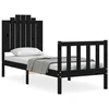 Image de vidaXL Lit en bois massif avec tête de lit noir 2FT6 Small Single