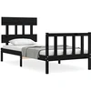 Image de vidaXL Lit en bois massif avec tête de lit noir 2FT6 Small Single