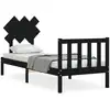 Image de vidaXL Lit en bois massif avec tête de lit noir 2FT6 Small Single