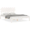 Image de vidaXL Lit en bois massif sans matelas Blanc 140x190 cm pin