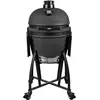 Image de GRILL GURU, Barbecue au charbon de bois Kamado, finition noire mate, grande taille   Grill en céramique avec système de ventilation en acier inoxydable et thermomètre intégré, diamètre 46 cm