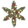 Image de Black Box Trees Kaprun Couronne de Noël en forme d'étoile avec lumières LED blanc chaud - Ø60 cm - Vert Frosted, Rouge
