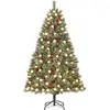 Image de Black Box Trees Kaprun Arbre de Noël artificiel avec éclairage - Christmas Tree H180 x Ø108 cm - avec décoration de Noël rouge - Vert