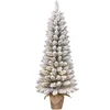 Image de Black Box Trees Gerlos Sapin de Noël artificiel étroit en pot avec éclairage LED blanc chaud - H120 x Ø51 cm - Vert Frosted