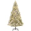 Image de Black Box Trees Nagoya Arbre de Noël artificiel avec éclairage LED blanc chaud - H180 x Ø108 cm - Vert Frosted