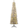 Image de Black Box Trees Charlton Sapin de Noël artificiel étroit avec éclairage LED blanc chaud - H185 x Ø53 cm - Vert Frosted