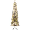 Image de Black Box Trees Charlton Sapin de Noël artificiel étroit avec éclairage LED blanc chaud - H230 x Ø58 cm - Vert Frosted