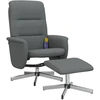 Image de vidaXL Fauteuil de massage avec repose-pieds Tissu gris foncé