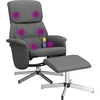 Image de vidaXL Fauteuil de massage avec repose-pieds Tissu gris foncé