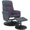 Image de vidaXL Fauteuil de massage avec repose-pieds gris foncé velours