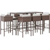 Image de vidaXL Ensemble bar de jardin 9 pièces avec coussins Marron Poly rotin