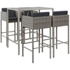 Image de vidaXL Ensemble bar de jardin 5 pièces avec coussins Gris Poly rotin